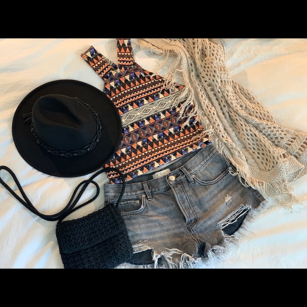 Gray Distressed Denim Shorts